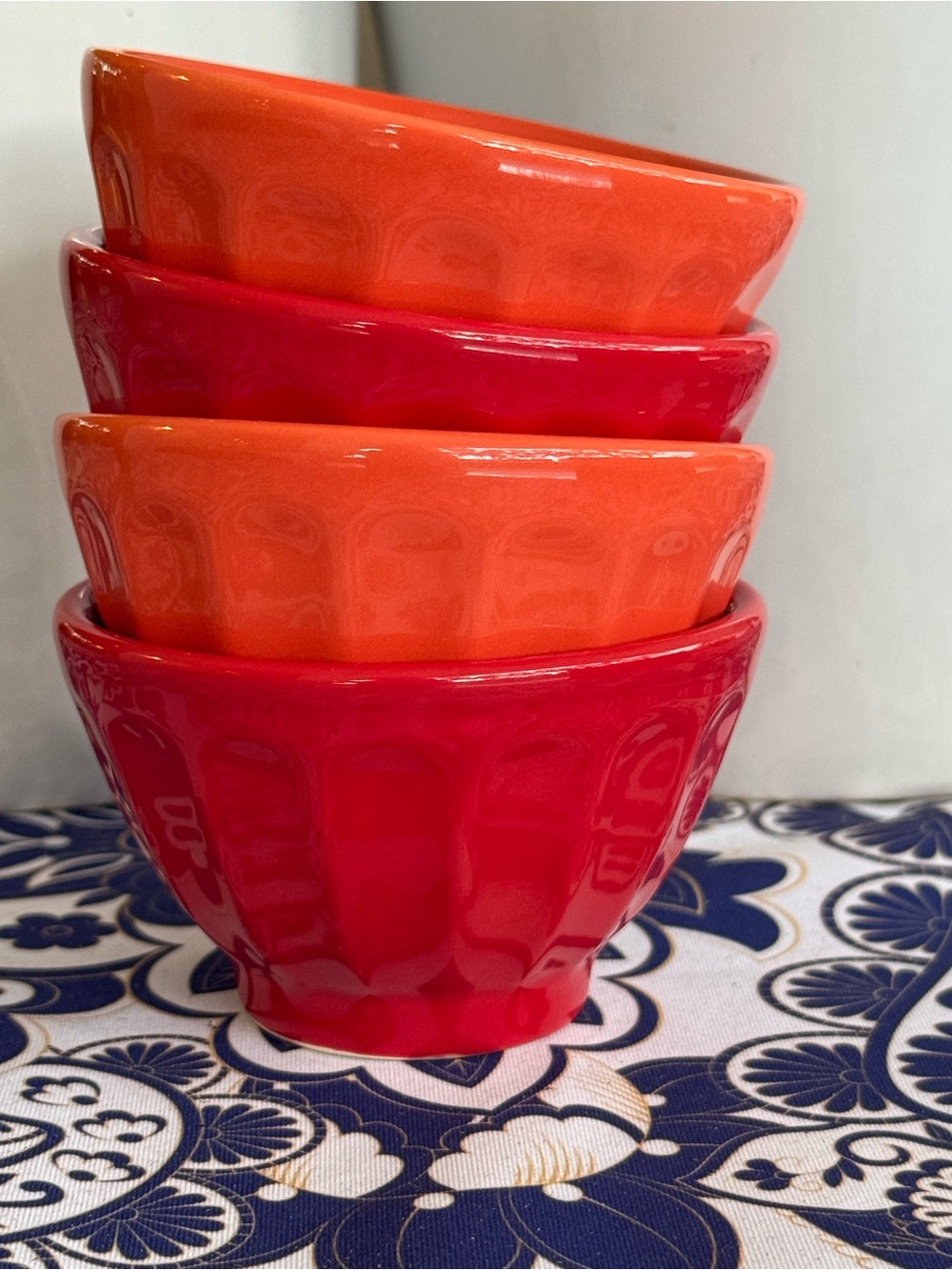 Anthropologie Biscuit Stackable Glazed Ceramic Little Dipping Bowls Set of Four